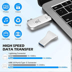 JSL JDTDC 128GB Apple MFi Certified iPhone-Photo-Stick, 3 in 1 USB C Photo-Stick-for-iPhone-USB-Flash-Drive Memory-Stick JD Thumb Drive iPhone Backup Stick for iPhone 16 15 14 13 12 iPad Android PC