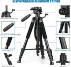 VICTIV 74” Camera Tripod, Tripod for Camera and Phone, Aluminum Professional Tripod Stand for Canon Nikon with Carry Bag and Phone Holder, Compatible with DSLR, iPhone, Spotting Scopes, Max Load 9.5Lb
