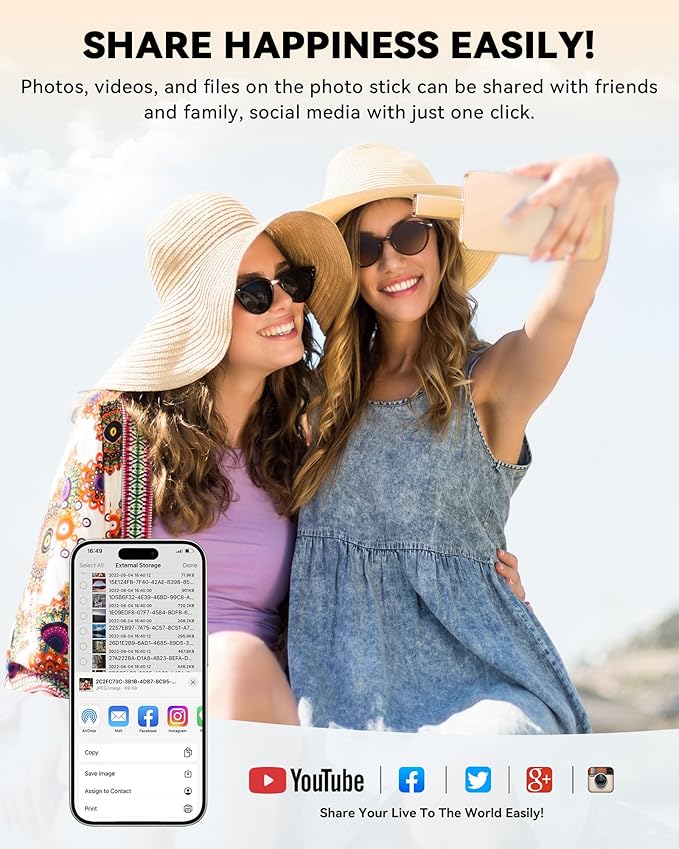 MFi Certified 256GB Flash Drive for iPhone iPad, Photo Stick for External Memory Storage, Easily Back Up and Save Photos Videos, USB Memory Stick Thumb Drive for iPhone/iPad/Android/PC (Gold, 256GB)