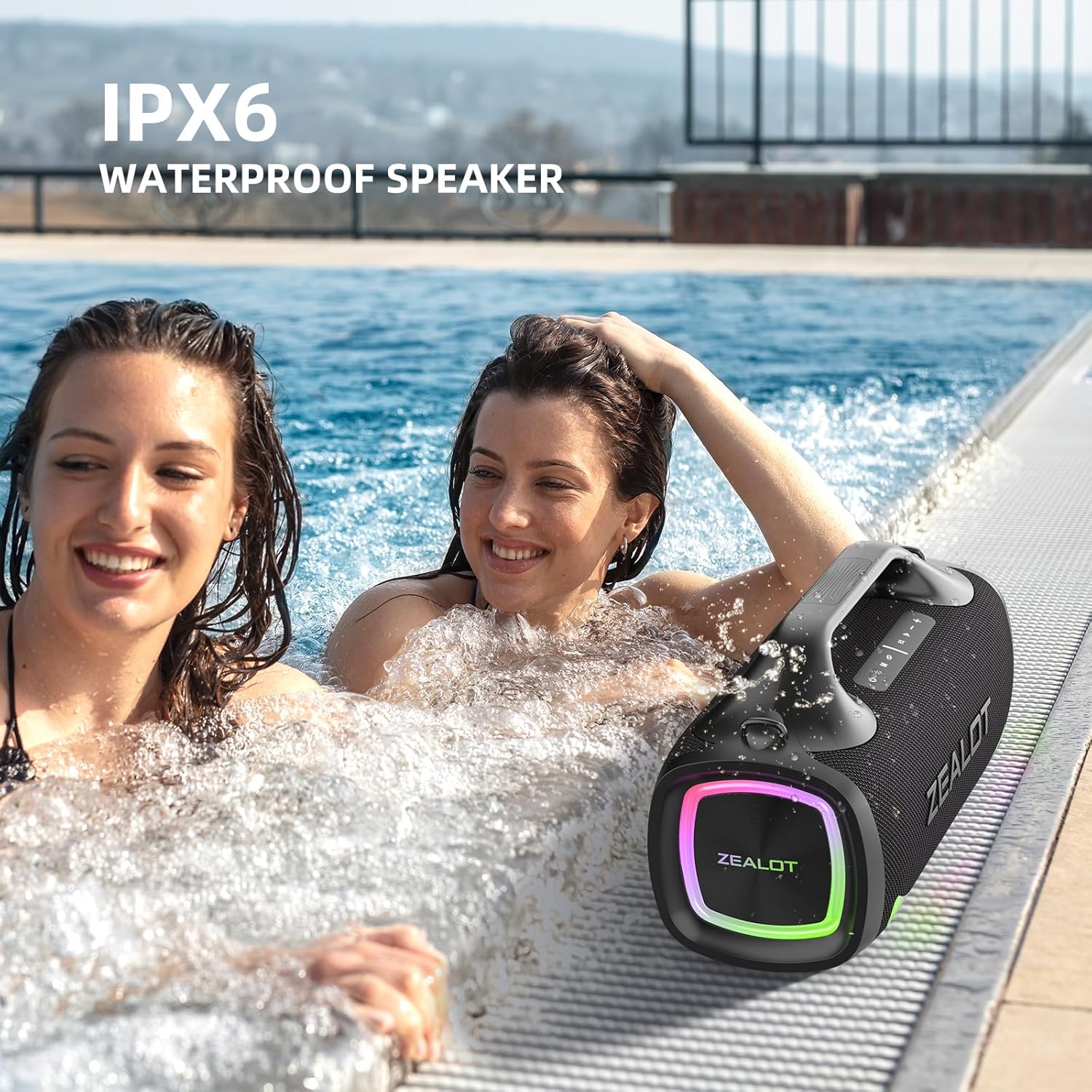 ZEALOT Bluetooth Speaker, 110W Peak(100W) Booming Sound Speakers Wireless, Dual Pairing, XBass, Bluetooth 5.3, 24000mAh Power Bank, Portable Outdoor Waterproof Speaker for Camping, Beach and Party