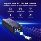 MokerLink Gigabit PoE Injector, 802.3af/at/bt 60W, 10/100/1000Mbps Ethernet, Plug & Play, Distance Up to 100 Meters (328 ft.)