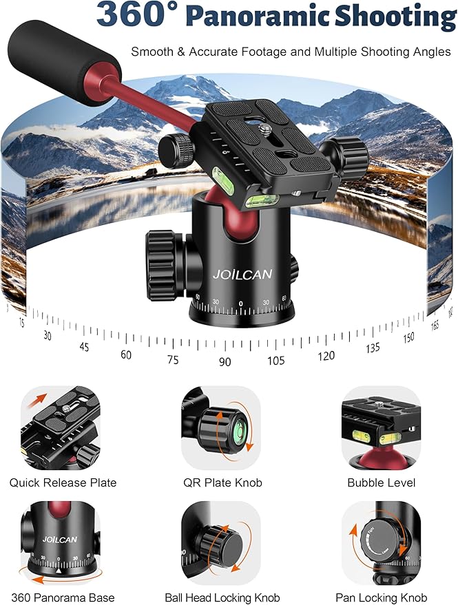 Tripod for Camera, 83" Camera Tripods & Monopods with Metal Handle, Professional Aluminum Tripods, Heavy Duty Tripod for DSLR Camera Lasers Spotting Scope Binoculars Telescope, Payload 35Lb