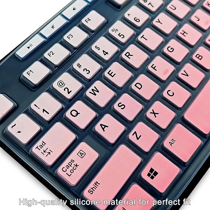 Keyboard Cover Silicone for Logitech K200 K260 K270, Keyboard Cover for Logitech K200 K260 K270 Ergonomic Wireless Keyboards, MK200 MK260 Keyboard Skin Waterproof Dustproof (Gradient Pink)