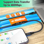 AGVEE 2 Pack 4 inch Lightning Female to USB C Male PD Adapter, 27W Fast Charger Charging Comverter for iPhone 15 16 Plus Pro Max Carplay, Samsung S25 S24 S23 S22, Not for Audio, Black