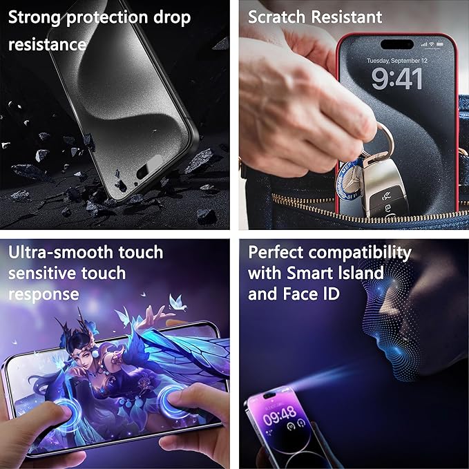 (2-Pack Anti Blue Light Matte Screen Protector for iPhone 11 Pro Max/XS Max (6.5-Inch),9H Tempered Glass,Anti-Glare,Full Coverage,Anti-Fingerprint,Auto Dust Removal,Bubble-Free