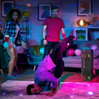 Pyle Portable Bluetooth PA Speaker - 400W Dual 8” Rechargeable Indoor/Outdoor BT Karaoke Audio System-Party Lights, LED Display, FM/AUX/MP3/USB/SD, 1/4" in,Handle, Wheels-Wireless Mic, Remote Control