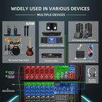 Audio Mixer 6 Channel Professional Mixer Console with 320 DSP Effects, 7-band EQ Sound Mixing Board Digital DJ Mixer w/USB Bluetooth MP3 for Recording, Independent 48V Power & Mute Button
