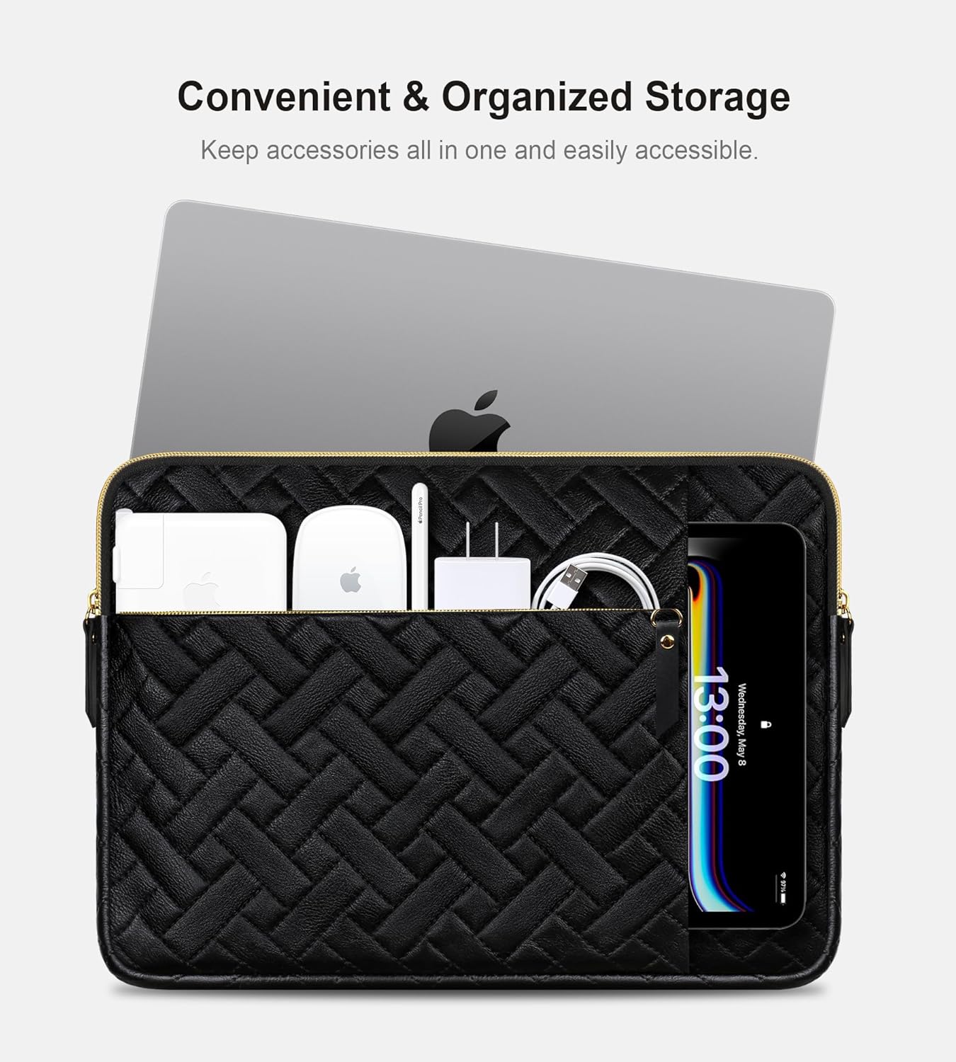 Lacdo Laptop Sleeve Case for 16 inch New MacBook Pro M4/M3/M2/M1 Pro/Max A3403 A3186 A2991 A2780 A2485 2024-2019 | 15" Surface Laptop 7th Copilot+PC/Surface Laptops 6 5 4 Computer Bag, Elegant Black