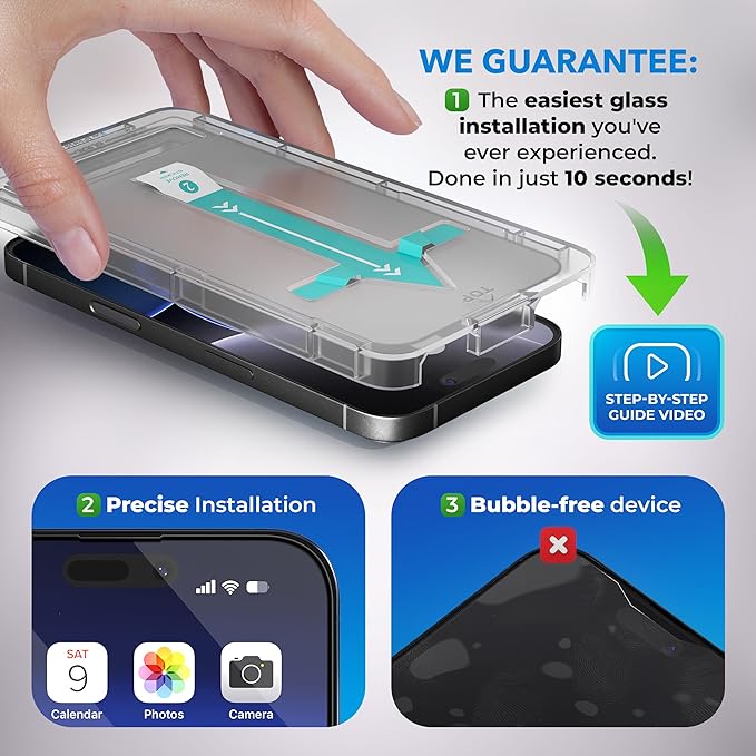 Deppa |2 Pack| for iPhone 16 Pro (6.3') Anti-Blue Light Screen Protector | Scratch Resistant Tempered Glass | 3D Edge to Edge Coverage | Easy Installation Kit | Eye Safeguard TÜV Certified