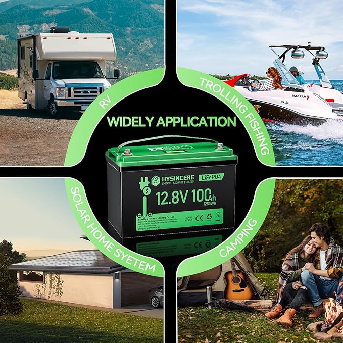 12V 100Ah LiFePO4 Battery BCI Group 31 Lithium Battery, Deep Cycle Battery with 100A BMS, 1280Wh Energy, Up to 15000 Cycles & 10-Year Lifespan for Trailer RV, Marine, Home Energy System-2 Packs