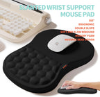 2-in-1 Ergonomic Set, Wave Rise Keyboard Wrist Rest and Massage Bulge Slope Mouse Pad Wrist Support, Cushion Memory Foam Integrated to Relieve Wrist Pain, Black