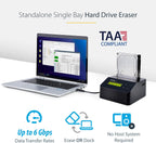 StarTech.com Single Bay Hard Drive Eraser, Standalone HDD/SSD Disk Wiper/Sanitizer, 4Kn, USB 3.0 to SATA III, 9 Erase Modes, LCD, RS232 Printer Port, Hardware Erasing Tool, TAA Compliant (SDOCK1EU3P2)