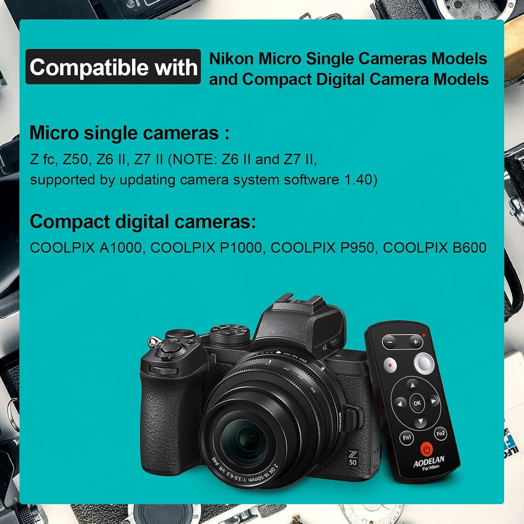 AODELAN Camera Wireless Shutter Release Remote Control for Nikon COOLPIX P1000 P950 B600 A1000 Z50 Z30 Z fc, Replaces Nikon ML-L7