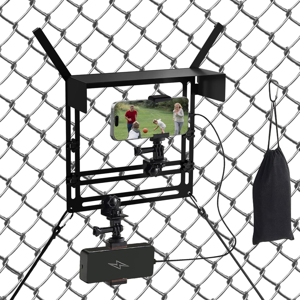 Cell Phone Fence Mount with Shade, Fence Phone Holder Mounting Kit for iPhone, GoPro, Mevo Start, Insta360 and Other Action Cameras, Streaming Kit for Recording Baseball, Softball and Tennis