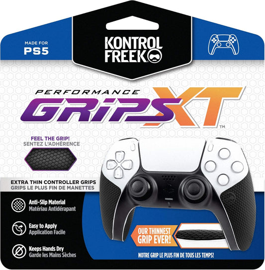 KontrolFreek Performance Grips for PlayStation 5 (PS5) Controller (Nightfall Black XT (Extra-Thin))