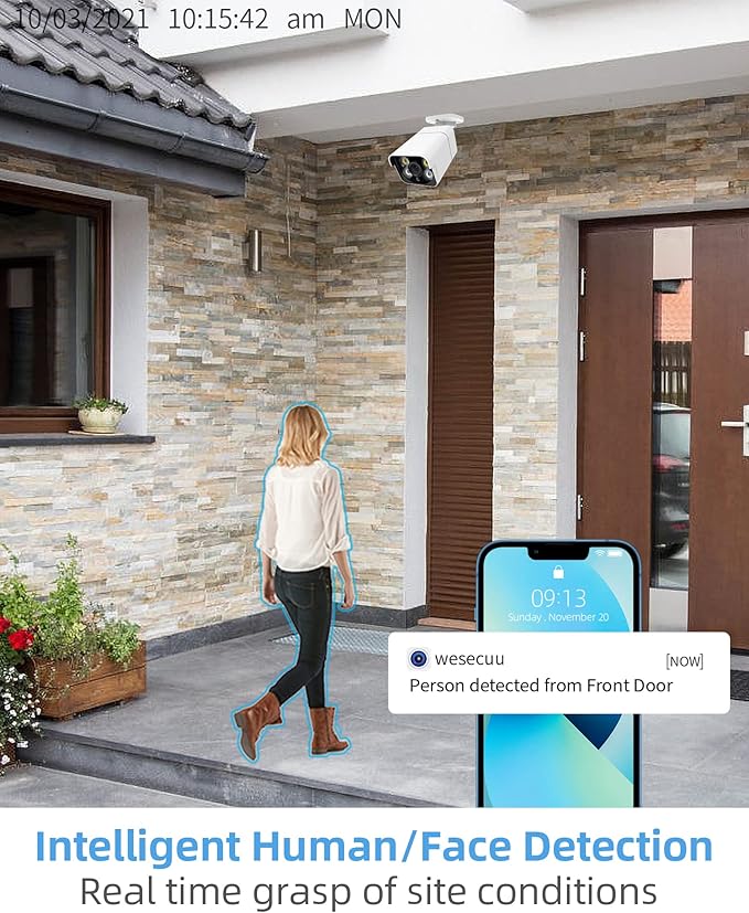 16CH ExpandableWESECUU Poe Security Camera System, 4K CCTV Camera Security System 8pcs IP Home Security Cameras Outdoor, 2-Way Audio, Human Detection, with 3TB HDD for 24-7 Recording (POE4 KIT)