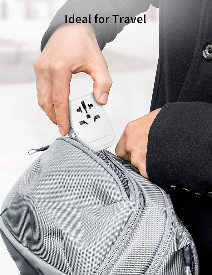 MOMAX Universal Travel Adapter, GaN 70W International Power Adapter, 3 USB-C PD Fast Charging & 2 USB-A QC, 1 AC, All-in-One International Plug Adapter for Travel European UK AUS JP