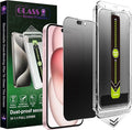 (2-Pack Matte Privacy Anti-Spy Screen Protector for iPhone 14 Pro/15/16 (6.1-Inch),9H Tempered Glass,Anti-Glare,Full Coverage,Anti-Fingerprint,Auto Dust Removal,Bubble-Free