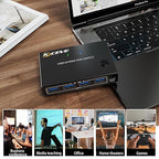 HDMI KVM Switch 1 Monitors 2 Computers 4K@60Hz, USB3.0 KVM Switches EDID Simulator 2 Ports for 2 PC Sharing Single Monitor and Keyboard Mouse with Wired Extend Controller and USB3.0 Cables