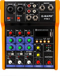 G-MARK Analog Mixer Audio 4 Channel DJ Audio Mixer Bluetooth Studio Karaoke For PC Live Performance KTV Home Stage Music Effects Sound Card Protable Mixing Console