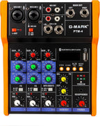 G-MARK Analog Mixer Audio 4 Channel DJ Audio Mixer Bluetooth Studio Karaoke For PC Live Performance KTV Home Stage Music Effects Sound Card Protable Mixing Console
