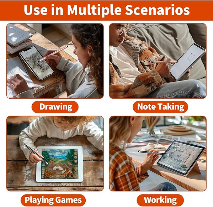 10 PCS Stylus,Stylus Pen for Touchscreen,Stylus 2-in-1 High Sensitivity & Precision Suitable for All Touch Screens of iPhone/ipad/Android Tablets(10 Stylus Pen Rose Gold/Black + 20 Tips)