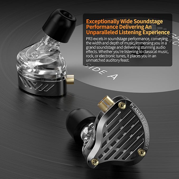 KZ PR3 in Ear Monitors Headphones with 13.2mm Planar Magnetic Driver,HiFi Stereo Sound IEM Earphones with Memory Foam Tips Comfortable&Secure Fit Wired Earbuds for Singers Musicians DJ Stage Gaming