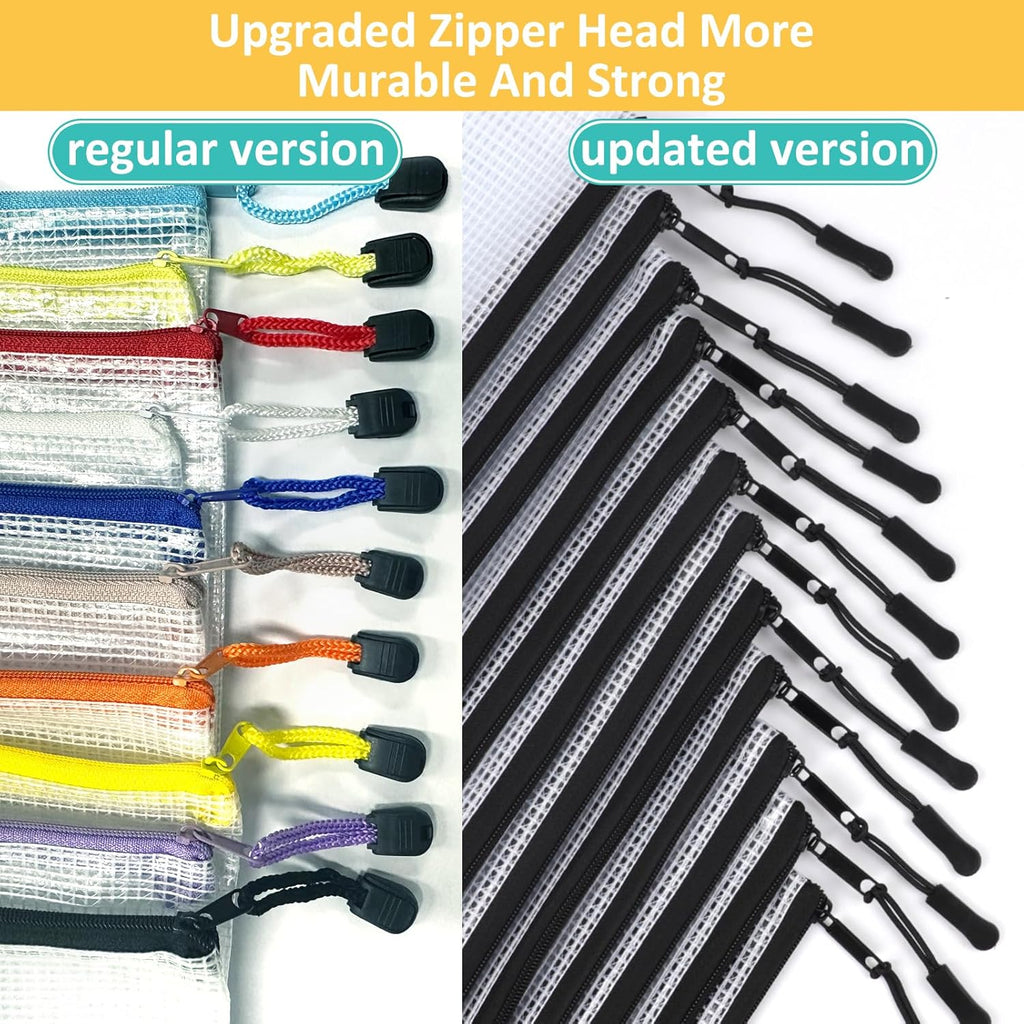12pcs Mesh Zipper Pouch Bags, A5 Storage Bag for Organizing, File Bags for Office, Board Games and Home Supplies
