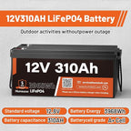 12V 310Ah LiFePO4 Lithium Battery – Max. 3968Wh, 15000+ Deep Cycle Battery with 100A BMS, Low-Temp Cutoff | A+ Grade Cells for Marine, Trolling Motor, Off-Grid Home Energy Storage, Van Life