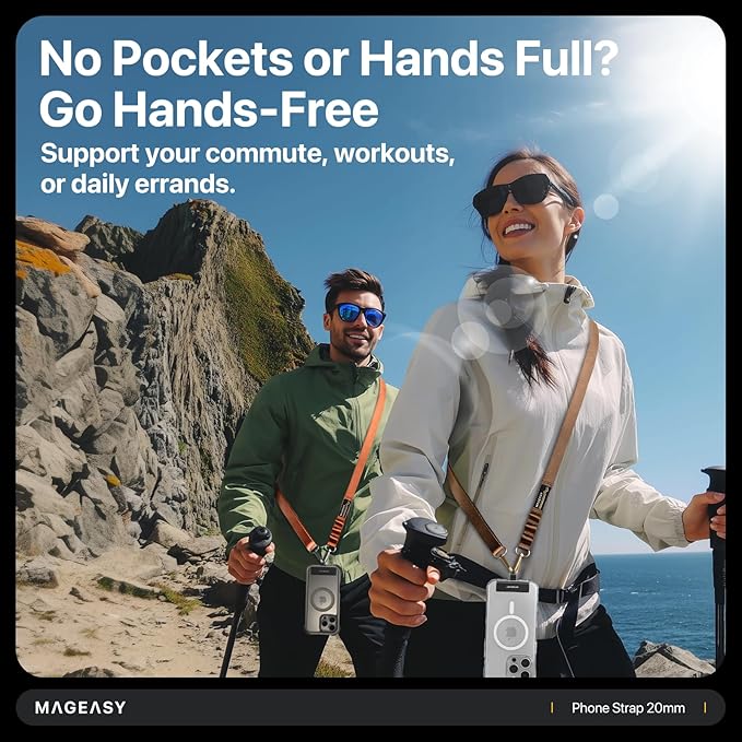 MAGEASY Universal Cell Phone Lanyard Crossbody - Anti-Theft Crossbody Phone Strap for iPhone 16 Pro Max & Most Smartphones, for Men & Women | 20mm (Army Green)