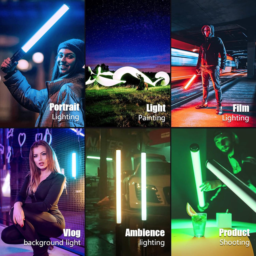 Mettlelite LS400C RGB LED Light Stick Full Color Continuous Output Video Light 2 ft with APP Control 2800K-8000K CRI96 TLCI97 RGB CCT HSI 10 Customizable Light Effects Built in Rechargeable Battery