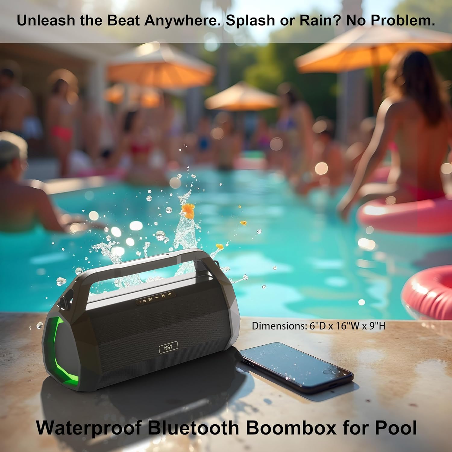 Portable Waterproof Speaker Bluetooth 5.3, Rugged 120W Loud Outdoor Boombox for Beach Pool Parties, Punchy Bass, TWS Stereo, 30 Hours Playtime, Ideal for Job Sites