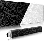 XVX Black and White Topographic Mousepad, XXLarge Gaming Mouse Pad for Desk 35.4x15.7 Inch,Waterproof Desk Pad with Non-Slip Rubber Base Mice Pad,Keyboard Mat Computer Game Mouse Mat