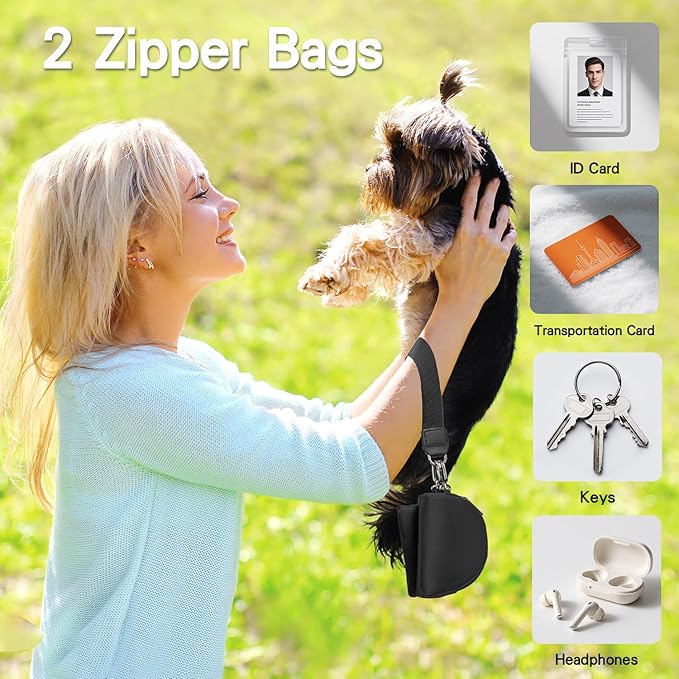 kullder Clip and Go Phone Strap Crossbody with Zipper Wallet, 2 Pcs-Crossbody Lanyard & Wrist Strap-1 Pad, 2 Wallets, Save Girls Phone Strap with Pouch, Universal Lanyard Cellphone Holder (Black)