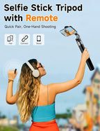 Magnetic Phone Tripod, 70" Selfie Stick Tripod for iPhone Magsafe with Rechargeable Remote & 2 in 1 Magnetic Holder, Portable Cellphone Stand for Recording Travel, Compatible with iPhone and Android