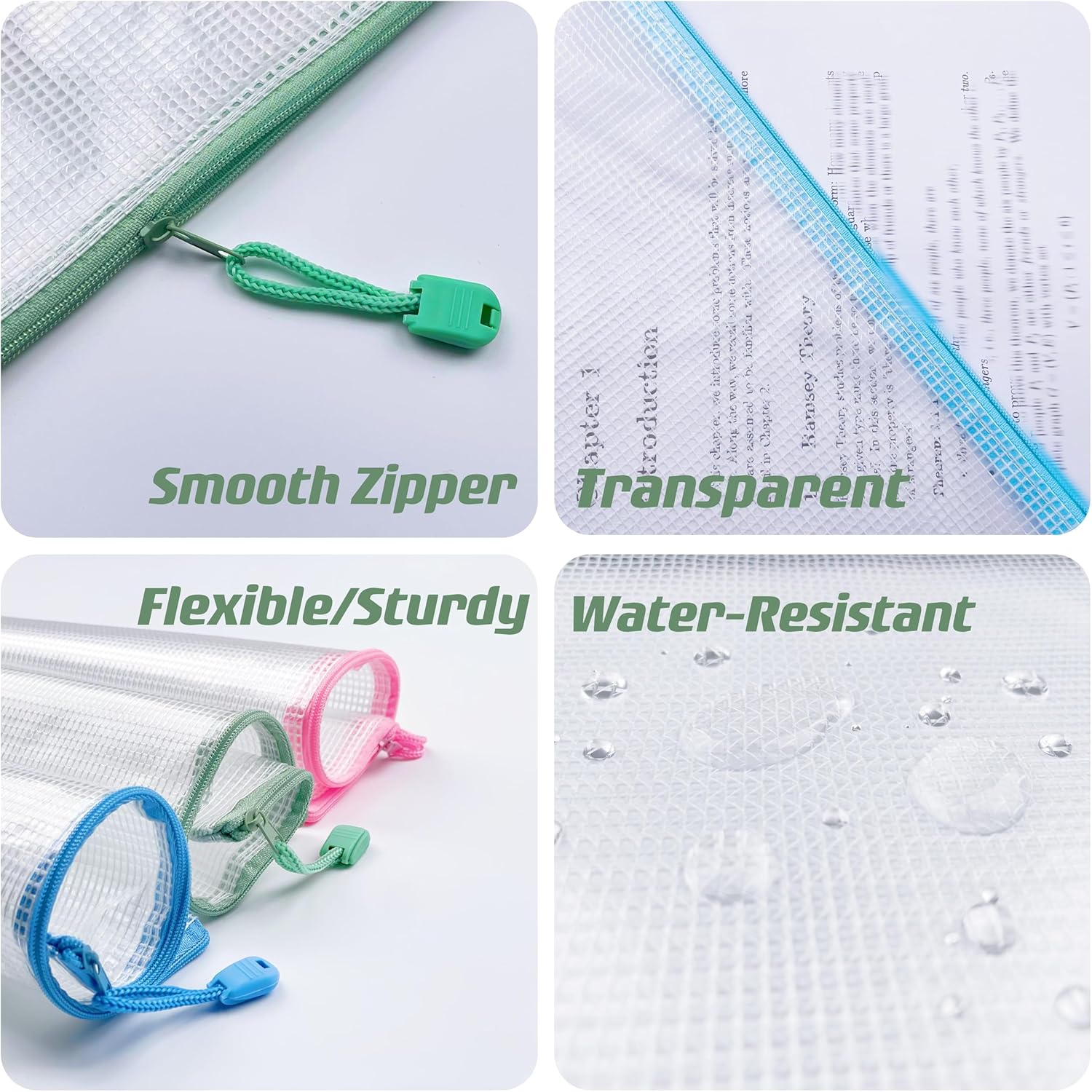 Oaimyy-16Pcs,4" x 6"-Plastic Mesh Zipper Pouch Document Folders Bag Zipper Zip File Folders for Puzzles Games,Board Game Organization,Organizing Classroom Office Storage-Multicolor