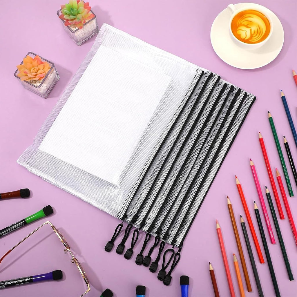 Jetec 32 Pcs Mesh Zipper Bags Toy Storage Bikini Organizer Bag Bolsas Para Guardar Trajes De Baño Waterproof Zipper Reusable Pouch Puzzle Multipurpose for Storage Office(Black,13 x 9.5 Inch)