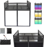 Portable DJ Booth DJ Facade DJ Table Station Two-position Height Adjustable Tabletop DJ Table Stand DJ Event Booth w/Travel Bag Black&White Scrims For Gig, Party, Show