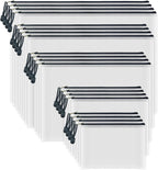 AUSTARK 20 Pcs Zipper File Bags, Plastic Mesh Pouch, Board Game Storage Bag, Waterproof Bags for Office School (Multi-Size, White and Black)