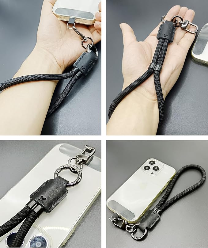 Handmade Cowhide Leather Phone Wrist Strap,Universal Adjustable Key Lanyard,Stylish Wristlet Keychains for Women&Men