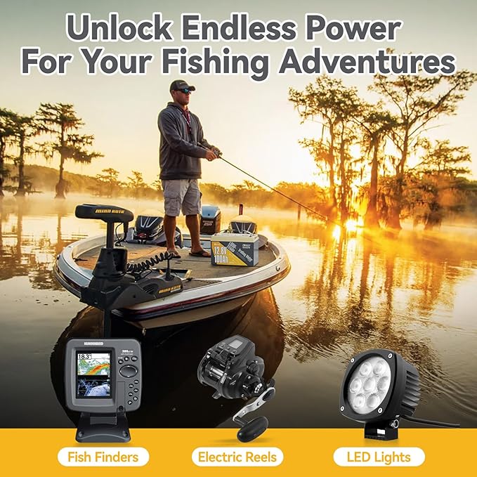 Power Queen 12.8V 100Ah LiFePO4, Upgraded Low Temperature Cut-off Function, Built-in 100A BMS, Grade A Battery Cell, Up to 15000+ Cycles, Perfect for Trolling Motor, Marine, RV and Off Grid