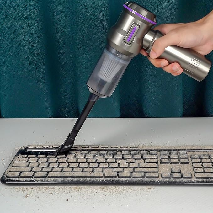 PeroBuno Electric Air Duster, Mini Vacuum Cleaner Cordless, 2-in-1, 200000RPM, 35mins Runtime, Rechargeable Outdoor Blower with 3 Gear for Car Computer Keyboard Cleaning