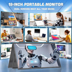 InnoView 18" 2K 100Hz Dual Portable Monitor 100% DCI-P3 Dual Monitor 315°Adjustable Screen Extender for Windows Mac Laptop with Speakers Type-C HDMI DP Foldable 2560x1600 Monitors (No Driver Needed)