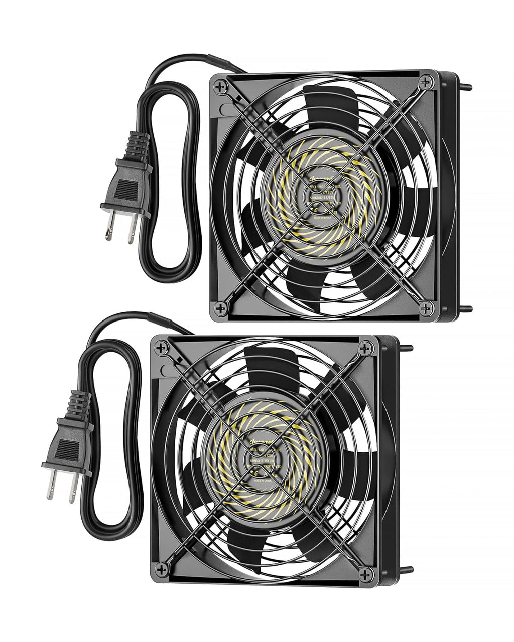 DEWENWILS 2 Pack 120V AC Fan, Waterproof Exhaust Fan 120mm, 13W 2800RPM 60CFM, DIY Cooling Fan for Refrigerator, Computer Case, Compressor Engine, Generator, UL Listed