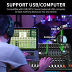 XTUGA 12 Channel Audio Mixer Sound Board Mixing Console, Audio Interface PC USB Bluetooth with 48V Phantom Digital Effect for DJ Live Recording Studio Karaoke(CT120)