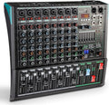 8 Channel Dj Mixer, Dj Board for Pa Stage systems with 99 Kinds of DPS Digital Effects,Echo+Delay Effect,Mic/Line XLR+6.35mm Input, AUX, Usb,MP3 Player,Recording Headphone Jack,PA-8