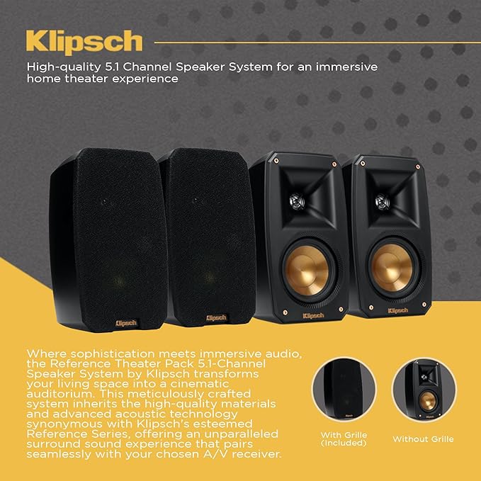 Klipsch Reference Theater Pack 5.1-Channel Speaker System + AVR-S770H 75W 7.2-Channel 8K Network AV Receiver with HEOS