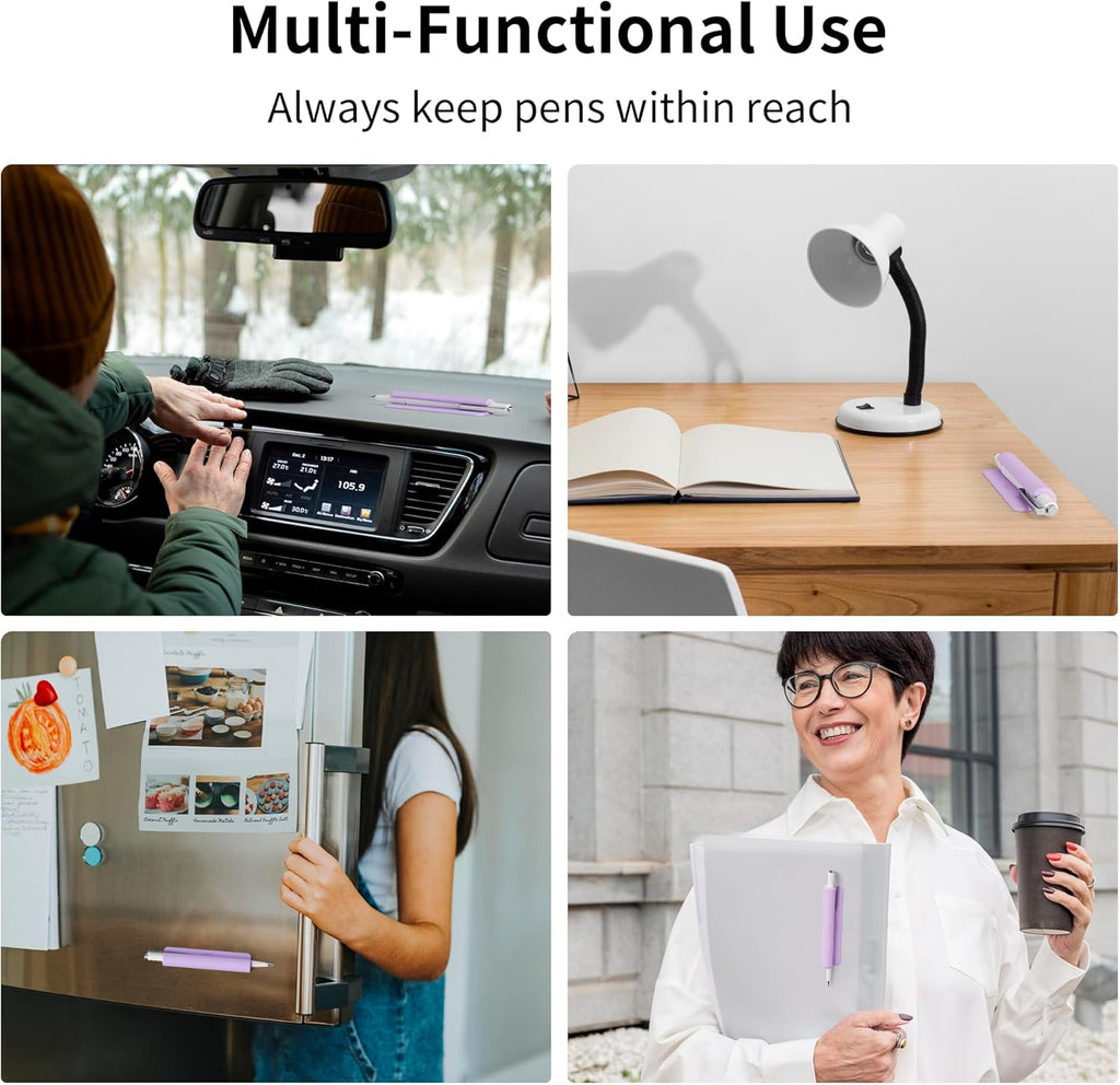 ELETIUO Pencil Holder For Most Pens,Pencils,Self-Adhesive Stick To Notebooks,Diary,Desks,Whiteboards Or Any Surface,Silicone Pen Holder For Home,Office And Desk Organization,Purple