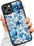 AIGOMARA Magnetic Case for iPhone 15 [Compatible with MagSafe] Blue Shell Starfish Ocean Holiday Collage for Women Girls Men Soft TPU Bumper Hack PC Back Heavy Duty Protective Slim Cover