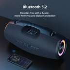 ZEALOT Bluetooth Speaker,120W Wireless Outdoor Speaker with Subwoofer,IP67 Waterproof with LED Light,Bluetooth 5.2 for Camping,Beach,Gifts(Black)